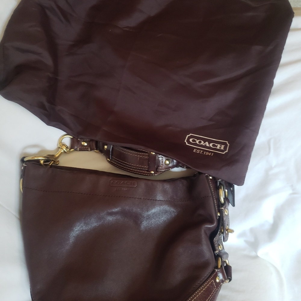Dark Brown Leather Coach Purse W bag